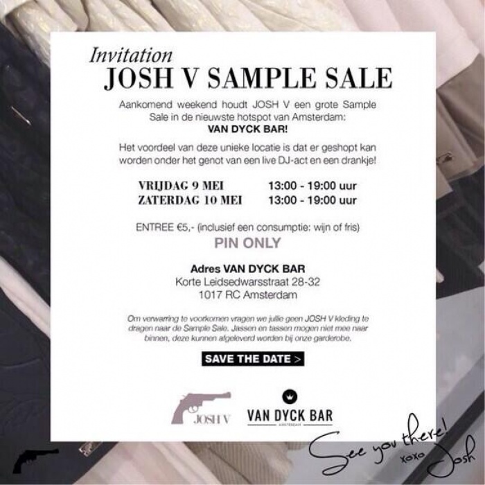 vertraging Praten tegen juni Josh V sample sale -- Sample Sale in Amsterdam