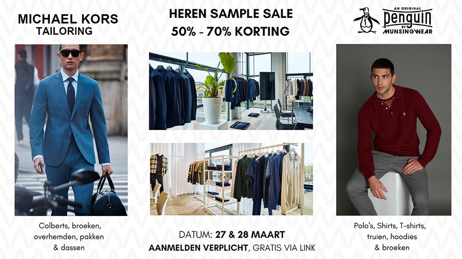 Heren sample sale Michael Kors Tailoring & Original Penguin / 50%-70% korting