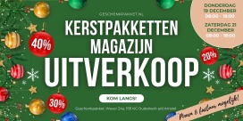 Magazijnuitverkoop kerstpakketten Geschenkpakket.nl