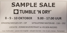 wraak noedels Primitief Tumble n Dry Sample Sale -- Sample Sale in Velsen-Noord